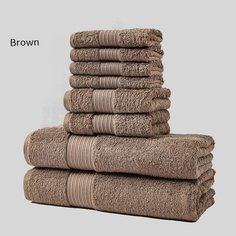8-Piece Luxury Long-Staple Combed Cotton Towel Set - Class A Certified Extra Thick & Super Absorbent For Bath & Face Care_voghion.com