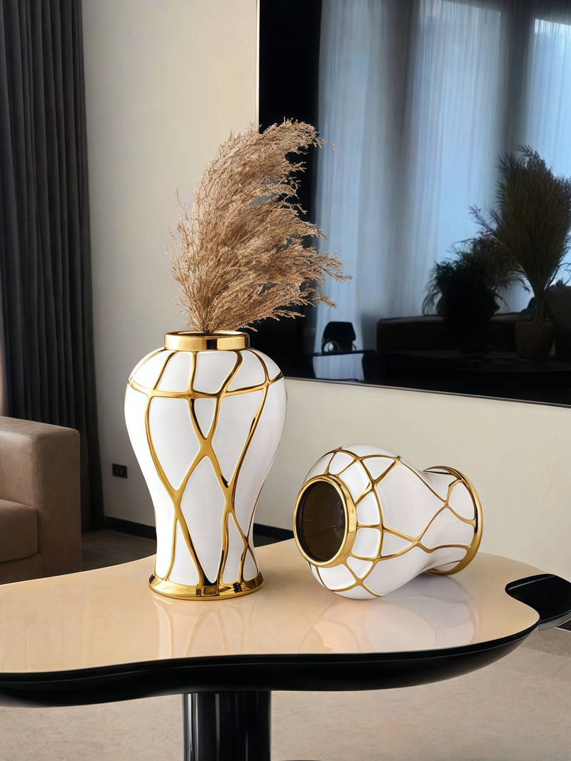 Ceramic Nordic Light Luxury Style Crack Vase Suitable For Living Room Tabletop, Fresh Flowers, Dried Flowers, Atmosphere Decoration, Ornament_voghion.com