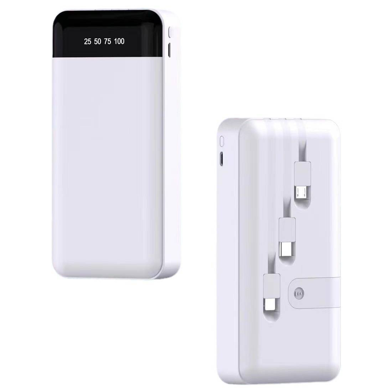 20000 mAh Powerbank mit 3 integrierten Kabeln und Ständer, Hochgeschwindigkeits-Laden mit 12 W, tragbarer Polymer-Akku für iPhone- und Android-Geräte_voghion.com