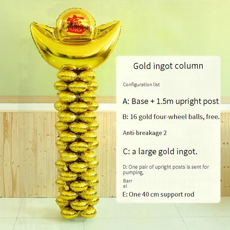 Golden Lucky Money Bag Balloon Column Stand - 1.8m Tall Decorative Event Prop For Grand Openings, Festivals & Celebrations_voghion.com