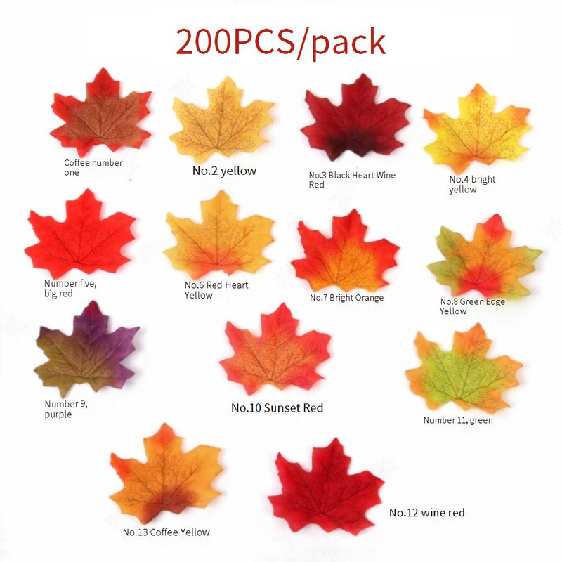 8 cm Gerçekçi Yapay Akçaağaç Yaprakları - Karışık Renkler (Paket Başına 100/200/300/400 Yaprak)_voghion.com