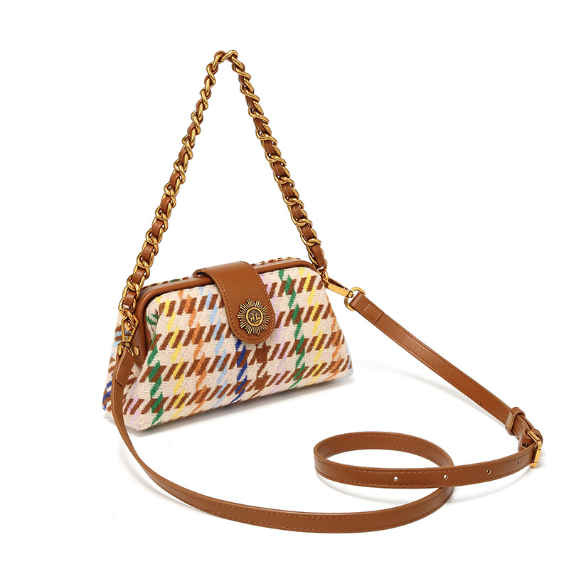 autumn And Winter New Style Women's Small Batch Design Canvas Chain Shoulder Crossbody Bag, High-end Zippered Mini Square Bag_voghion.com