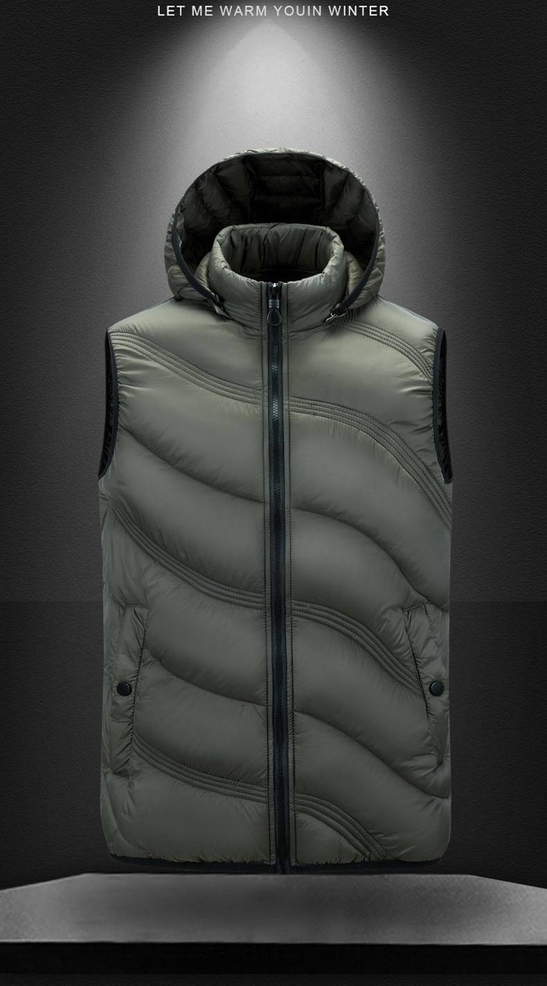Giacca leggera trapuntata in nylon da uomo con cappuccio staccabile, gilet casual slim fit con cerniera per autunno inverno (nero, blu navy, verde militare, bordeaux, blu)_voghion.com