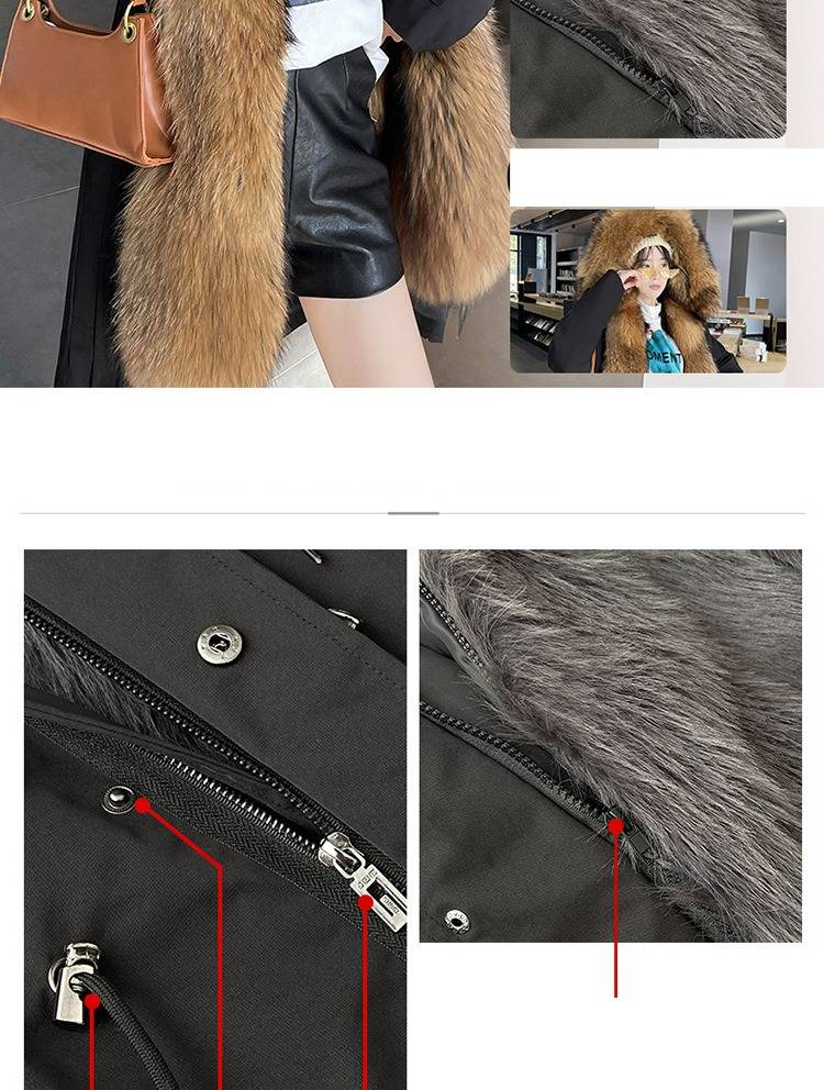 Parka lungo e medio da donna con fodera in pelliccia sintetica e cappuccio – Giacca invernale calda (fodera interna nera/beige/carbone/oro/marrone)_voghion.com