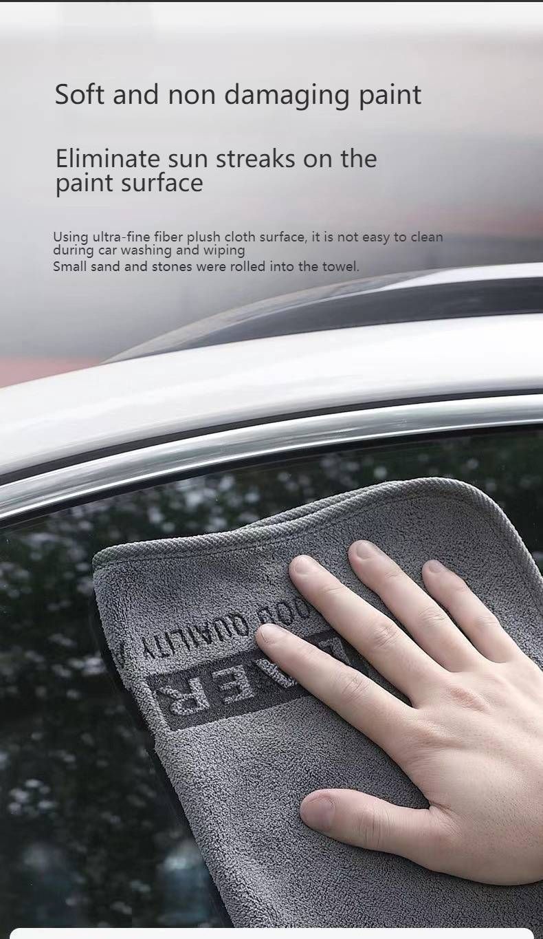 Premium 300GSM Microfiber Car Towel - Ultra Absorbent & Scratch-Free Wash Mitt For Auto Detailing (25x30cm To 35x75cm, Gray) - Letters Design_voghion.com