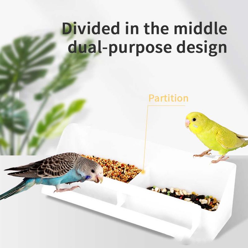 Robuster Vogelfutterspender aus PP mit zwei Fächern – perfekt für Papageien, Tauben und Nymphensittiche – leicht zu befüllende Futter- und Wassernäpfe für kleine Vögel_voghion.com
