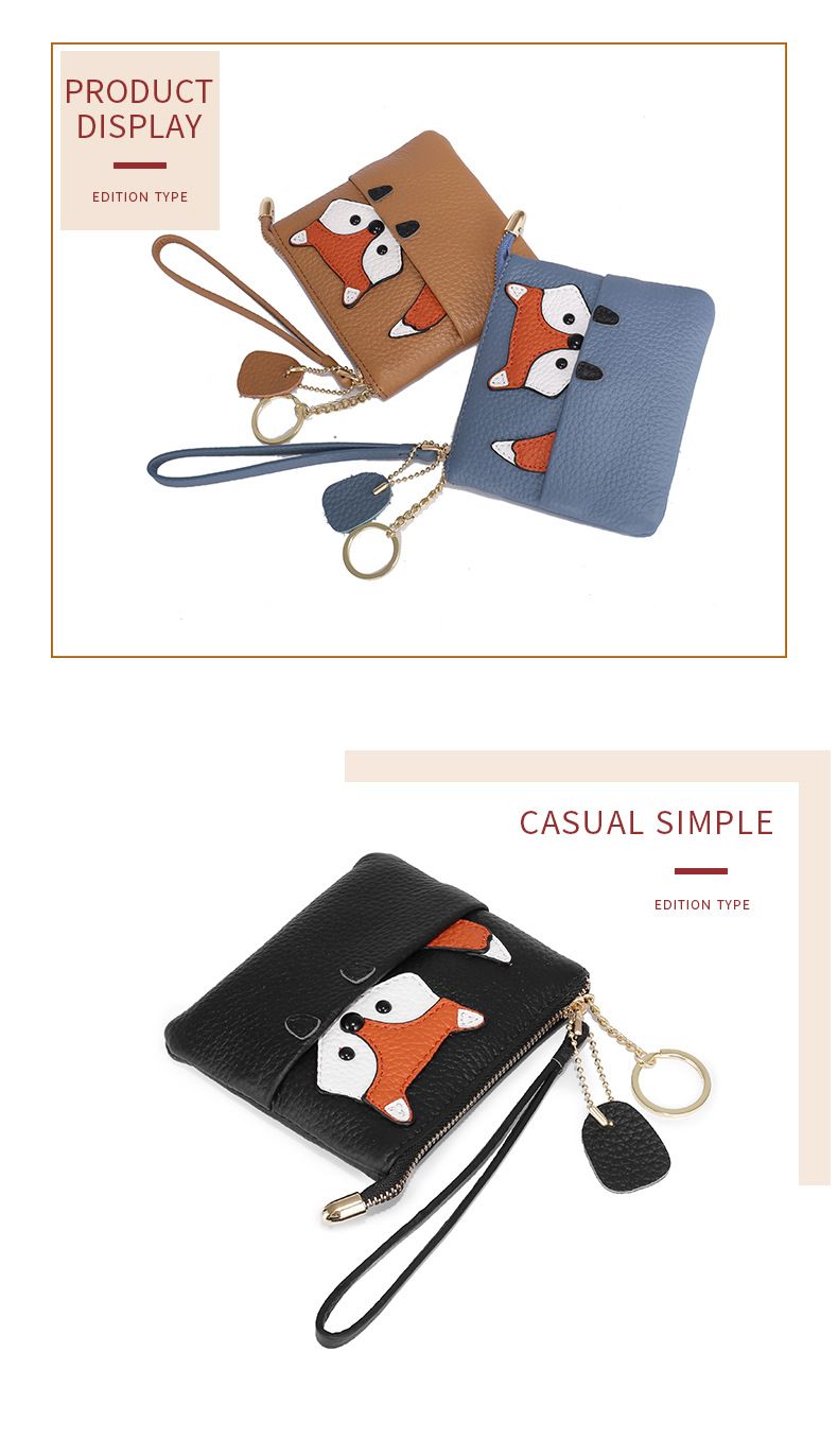 Japanese ultra-thin card creative bag, keychain, cute mini zipper, leather coin purse, women's small wallet_voghion.com