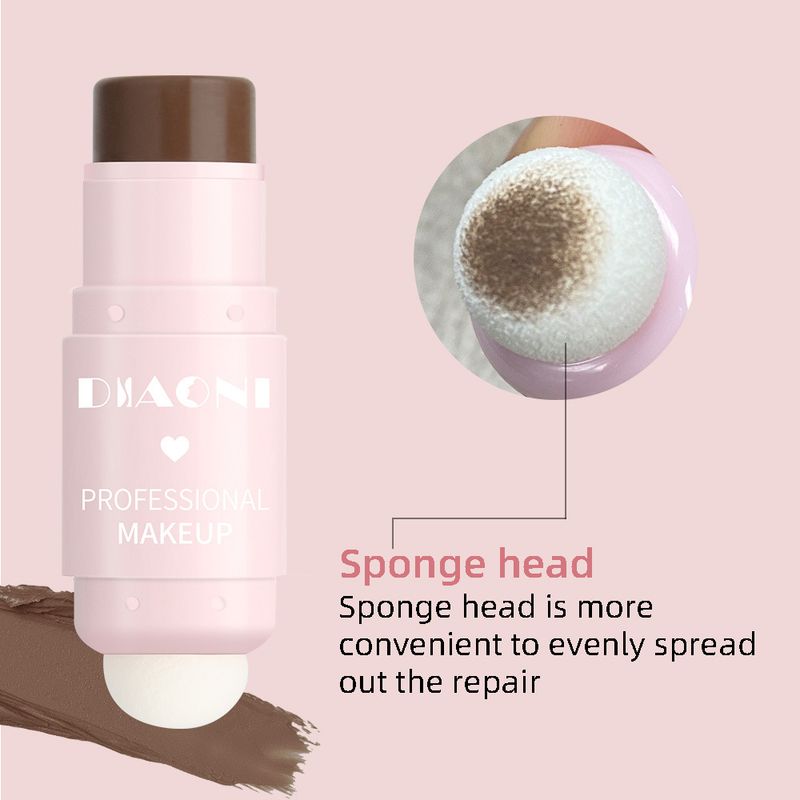 Bronzer und Textmarker, doppelköpfiger Kontur-Concealer-Stick, 2-in-1, wasserfest und schweißfest, leicht zu färben, hellt den Hautton auf, Kontur-Concealer_voghion.com
