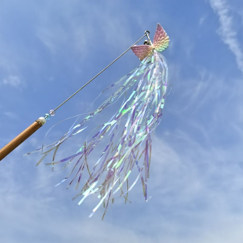 Fringe Wing Interactive Boredom Relief Bell Self-Entertainment Toy Durable Scratch-Resistant Cat Teaser Wand Steel Wire_voghion.com
