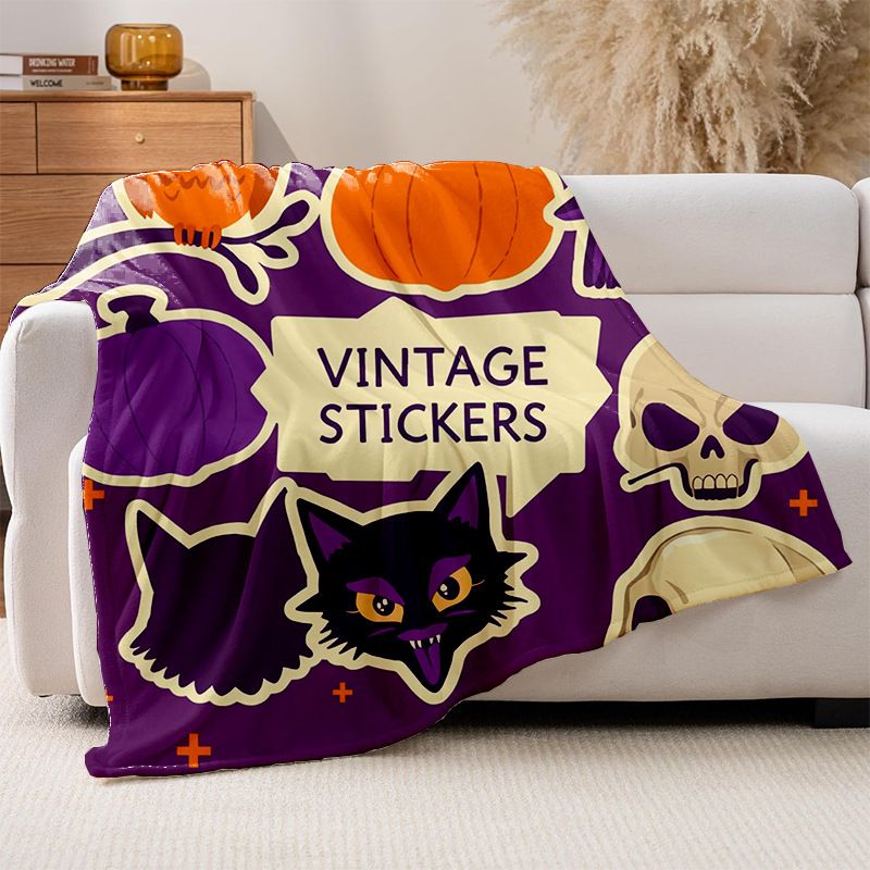 Halloween Flannel Lunch Break Throw Small Blanket Digital_voghion.com
