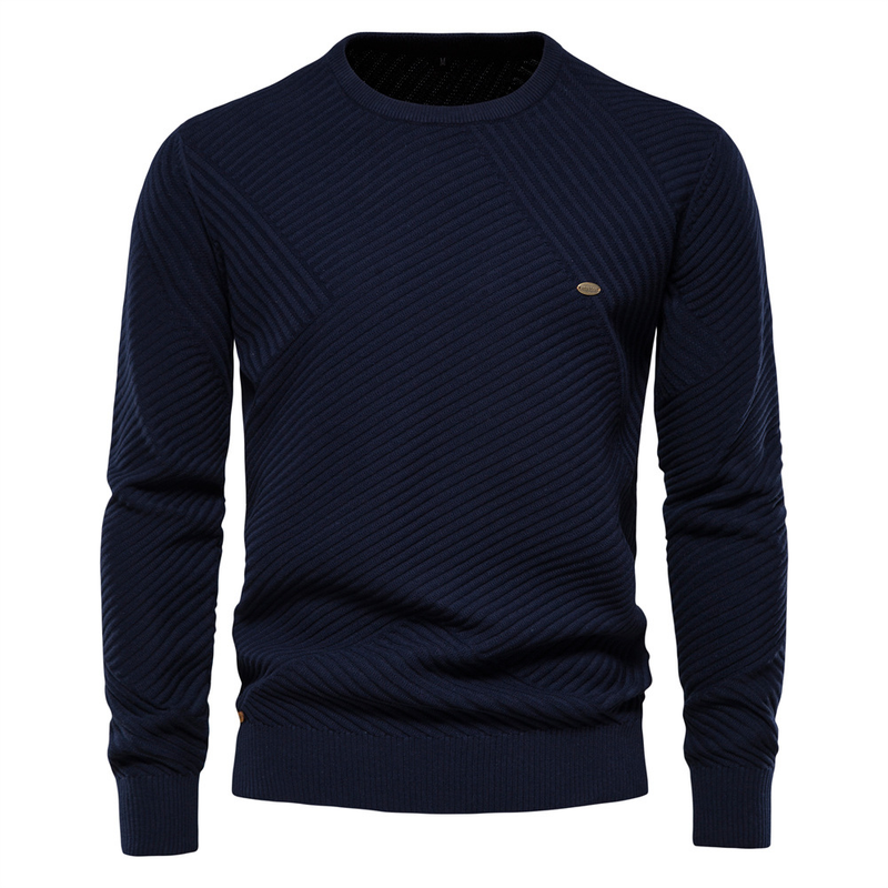 Nouveau pull à col rond pour hommes pull en coton à fond de couleur unie_voghion.com