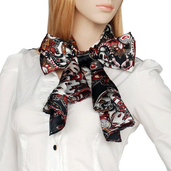 Blando Black Distinctive Stylish Paisley Pattern Fashion Soft Natural Silky Scarf/Wrap/Shawl(Small)_voghion.com