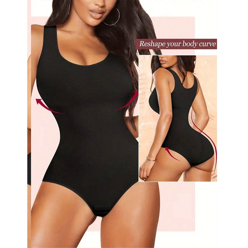 Shapewear für Damen, hohe Taille, Bauchkontrolle, Bodysuit, nahtlos, Po-Lift, Ganzkörperformer mit verstellbaren Trägern, Schwarz, Nude, Blush_voghion.com