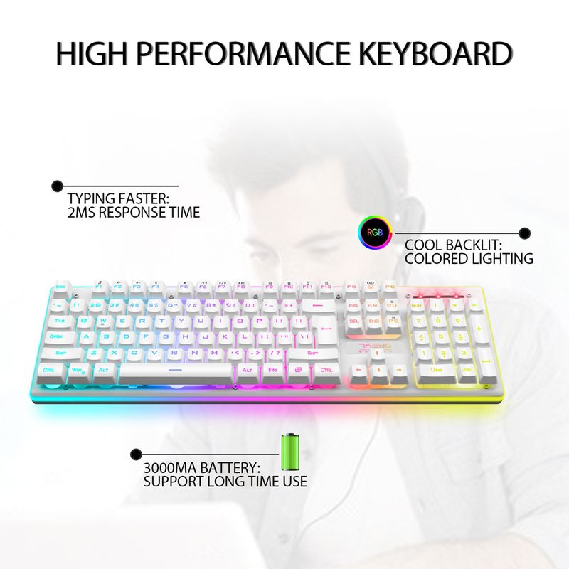 Membran Drahtlose 2,4G Beleuchtete Tastatur Geeignet Für Desktop Laptop Gaming Büro_voghion.com