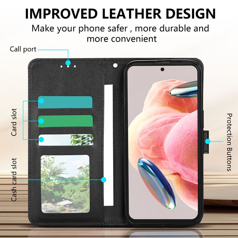 Étui portefeuille à rabat magnétique en cuir avec fente pour carte et support pour Xiaomi 14T, 13T, Redmi 14C, 13C, 12C, 10C, Note 14 Pro+, 14S, 13, 12, 12S, 11_voghion.com