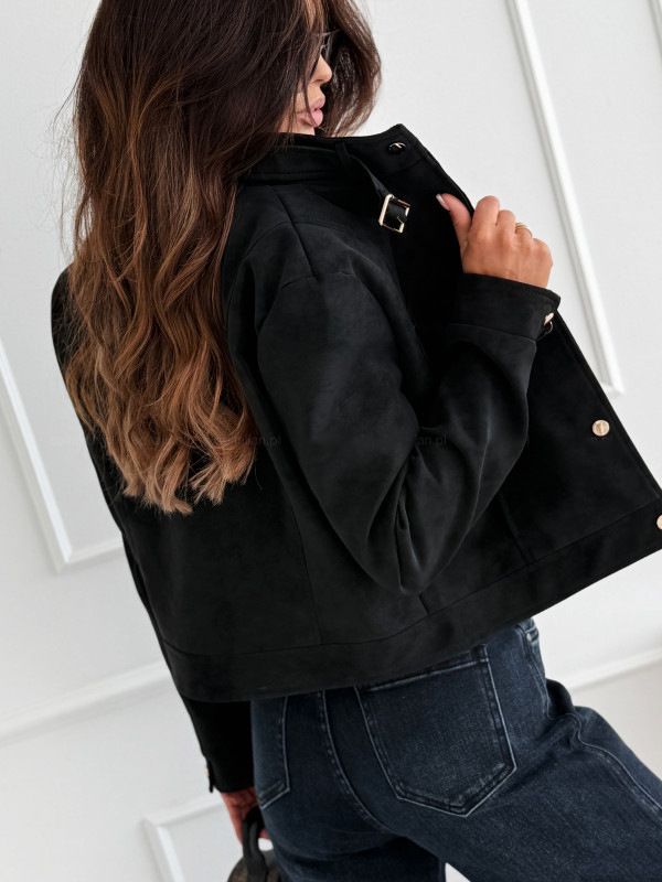 Women's Zip-Up Suede-Like Jacket – Trendy Sleeveless Top With Princess Sleeves & Polo Collar_voghion.com