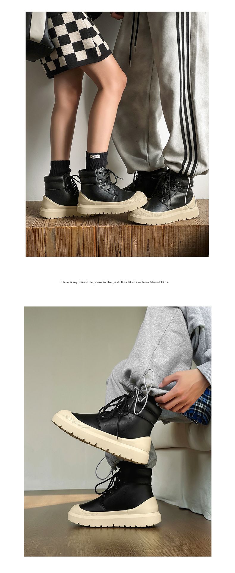 Unisex Winter Boots With Faux Fur Lining, Waterproof & Slip-Resistant, Comfortable Thick-Soled Casual Shoes For Men And Women_voghion.com