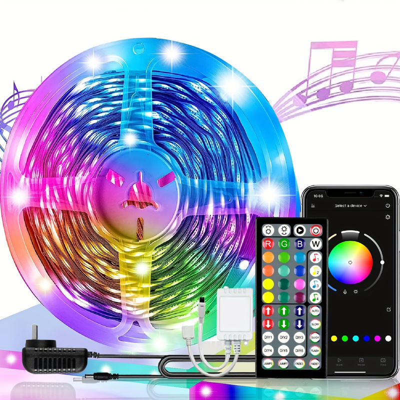 100ft/50ft LED-Lichtstreifen, LED-Leuchten für Schlafzimmer, intelligente LED-Leuchten APP-Steuerung, DIY mehrere Farben auf einer Linie, Farbwechsel-LED-Leuchten Musiksystem_voghion.com