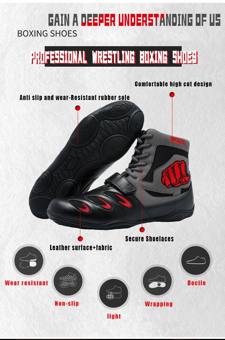 Chaussures de boxe, chaussures d'entraînement pour hommes et femmes, chaussures de sport, squats, soulevés de terre, combat, taekwondo, chaussures de combat professionnelles, chaussures de lutte_voghion.com
