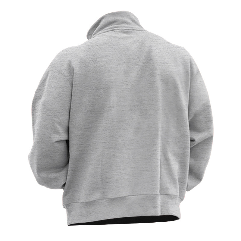 Herrenbekleidung, Kapuzenpullover, Stehkragen, halber Reißverschluss, lange Ärmel, Trend_voghion.com