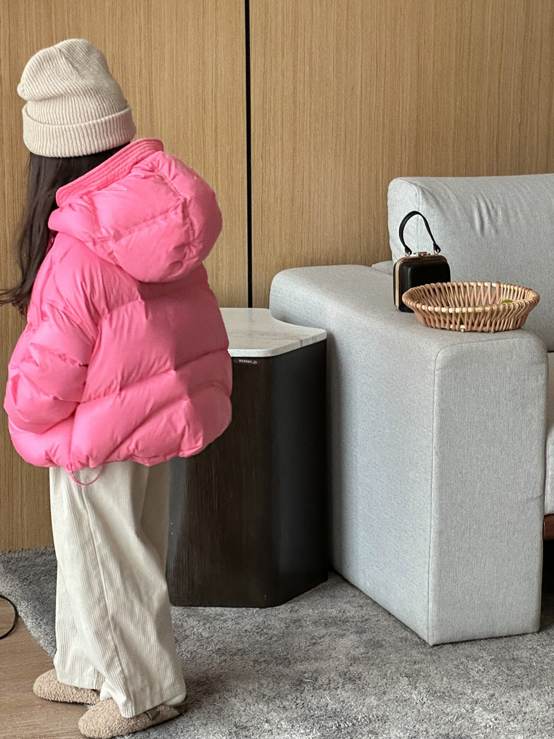 Daunenjacke für Mädchen, 90, weiße Entendaunen, dick, warm, kurz, stilvoll, Wintermantel für Kinder_voghion.com