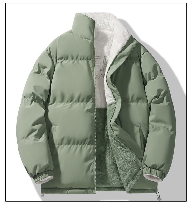 Reversible Fleece-Lined Puffer Jacket – Unisex Stand Collar Coat (Black/Matcha/Khaki/Pink/Purple, XS-4XL)_voghion.com