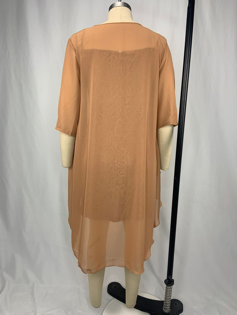 European and American large size lace two-piece elegant party dress including cardigan_voghion.com