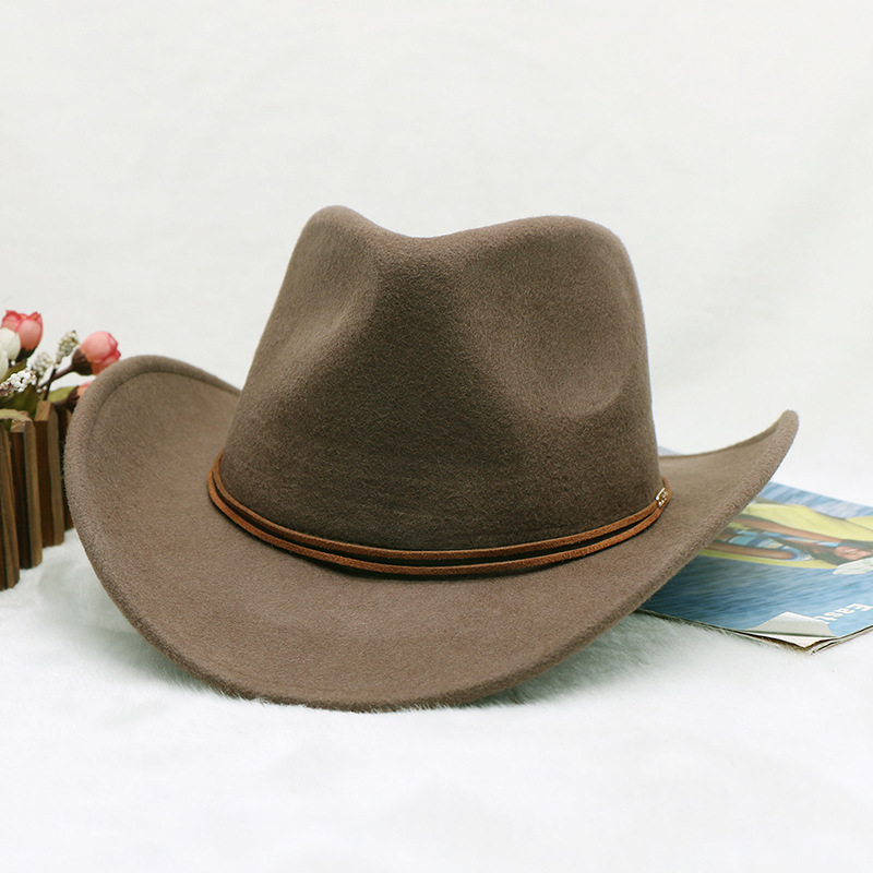 Cowboy hat Sheep felt top hat Western gentleman hat wool felt hat jazz hat men's winter hat_voghion.com