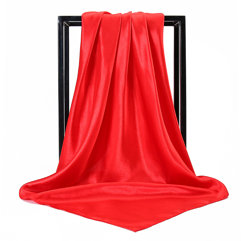 Fashion temperament new satin women's pure color scarf imitation silk monochrome professional flight attendant square scarf_voghion.com