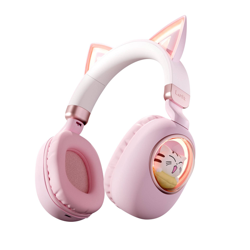 Novo fone de ouvido bluetooth com faixa de cabeça fofa, fone de ouvido bluetooth luminoso para jogos, aprendizado, jogos, crianças, sem fio, presente_voghion.com