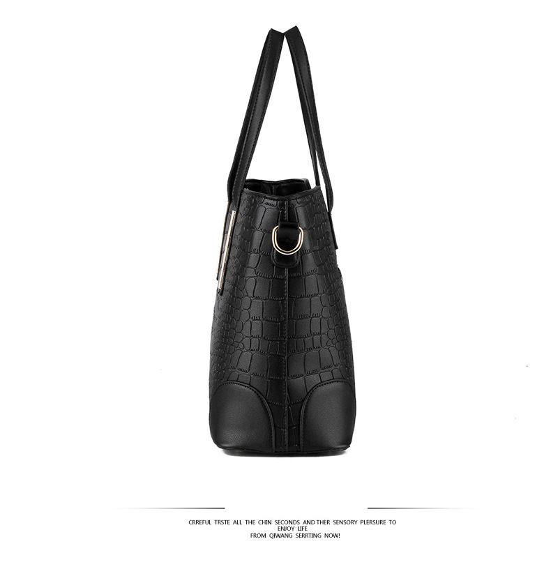 Handbag Set For Women Fashion Simple Crocodile Bag Shoulder Bun Mother Bag Two Sets_voghion.com