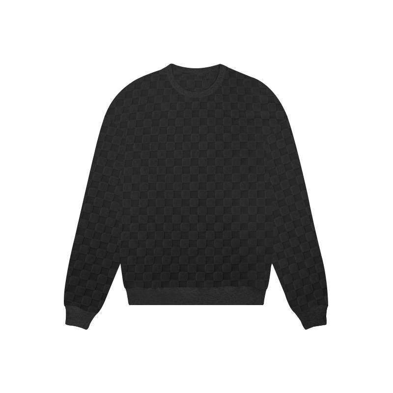 Herren Rundhals T-Shirt Hoodie Langarm Shorts Set Locker Lässig Schachbrett Sport Zweiteiliges Set_voghion.com