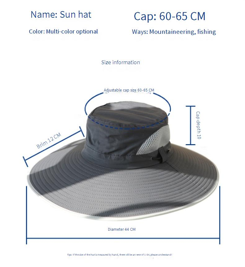 Cappello da sole extra large per uomo - Regolabile da 60 a 64 cm, tesa larga UPF50+ per pesca/escursionismo_voghion.com