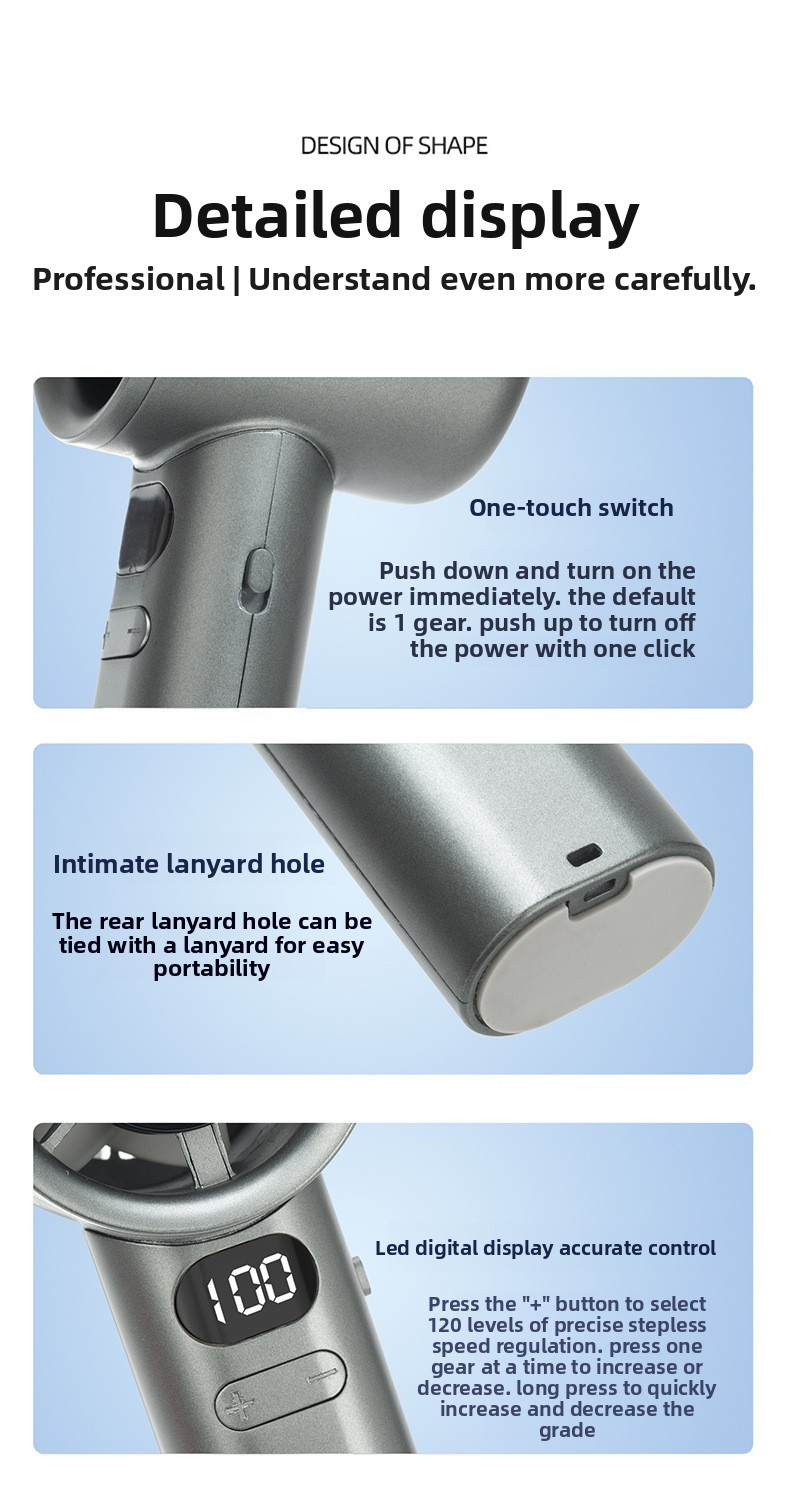 Mini Handheld Fan With USB Charging - 120-Speed Turbo Blower Ultra-Portable & Powerful Cooling For Office Travel & Home_voghion.com