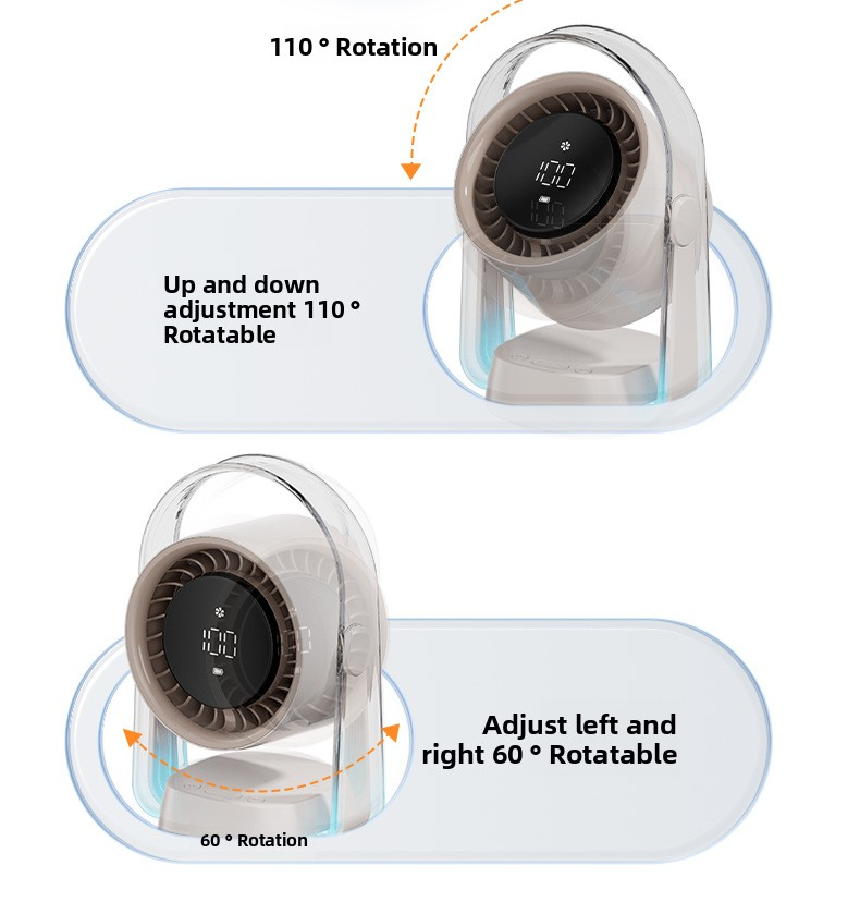 100-Speed 3D Floating Desk Fan - Turbo Cooling With Digital Display USB Rechargeable & Adjustable For Home/Office Use_voghion.com
