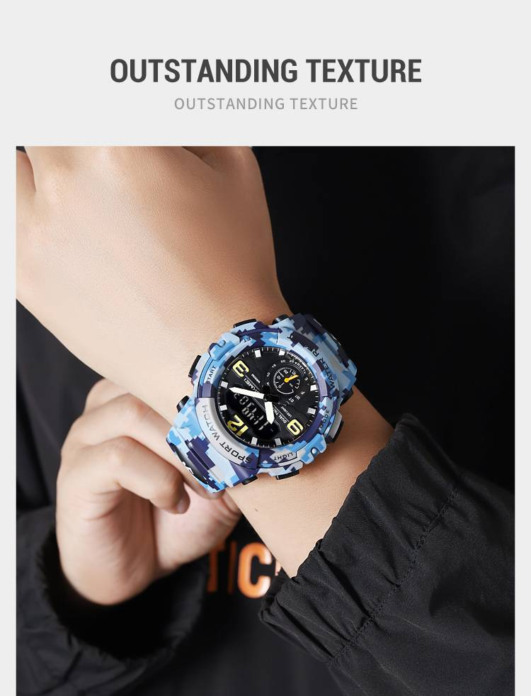 Camouflage-Sportuhr für Herren mit Alarm, Licht, Start/Stopp, Reset, Dualzeit, Modus und wasserdichten Funktionen (137 Buchstaben)_voghion.com