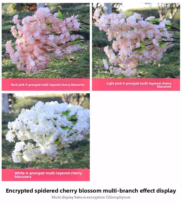 Artificial Cherry Blossom Branches - 1.2m Realistic Sakura Flowers For Wedding Decor, Photography Props & Home Styling (UV-Resistant, Bendable Stems)_voghion.com