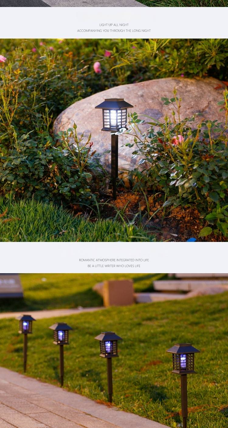 Lampada solare antizanzare, trappola per insetti da esterno per giardino, patio, cortile, trappola UV elettrica e impermeabile per uso interno/esterno._voghion.com