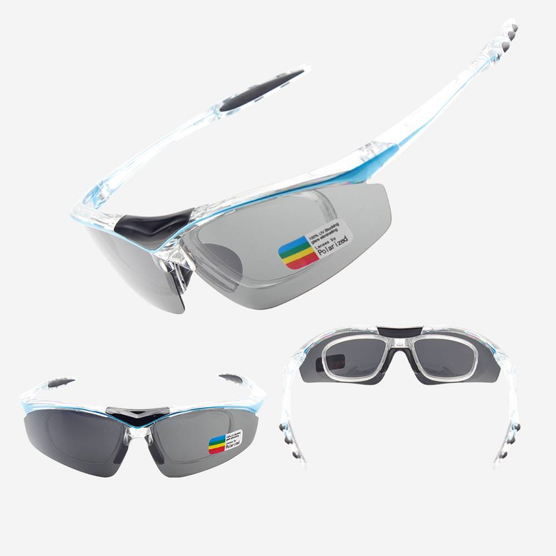 NOKO - Occhiali da ciclismo, occhiali da escursionismo polarizzati, set di lenti intercambiabili senza montatura, compatibili con occhiali miopi e occhiali da moto._voghion.com