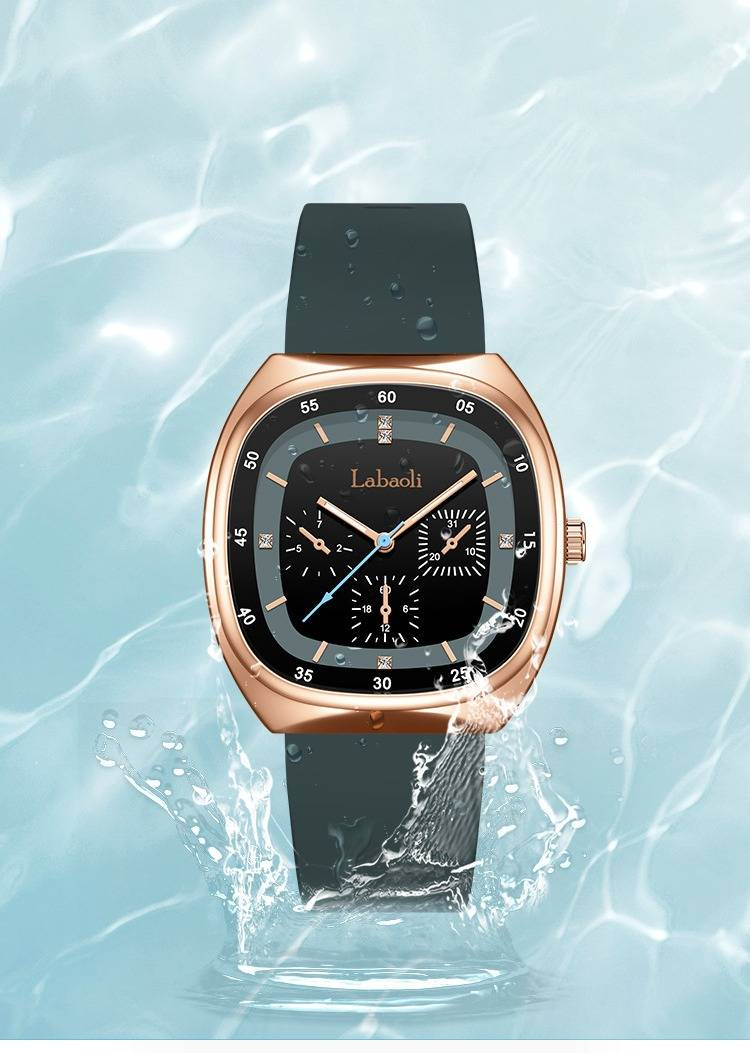 Reloj cuadrado de moda para mujer con correa de silicona, movimiento de cuarzo, diseño minimalista, resistente al agua hasta 30 m, estilo informal para uso diario._voghion.com