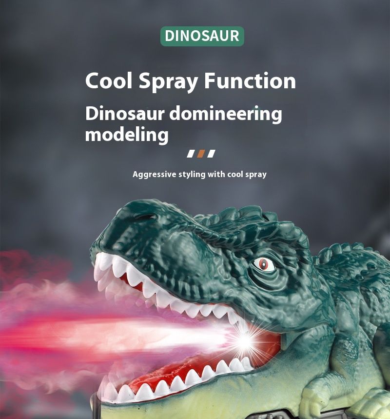Wireless RC Dinosaur Truck – Stunt Spray Car With LED Lights, Rechargeable Battery, Off-Road Monster Toy For Boys & Girls (2.4GHz Remote Control)_voghion.com