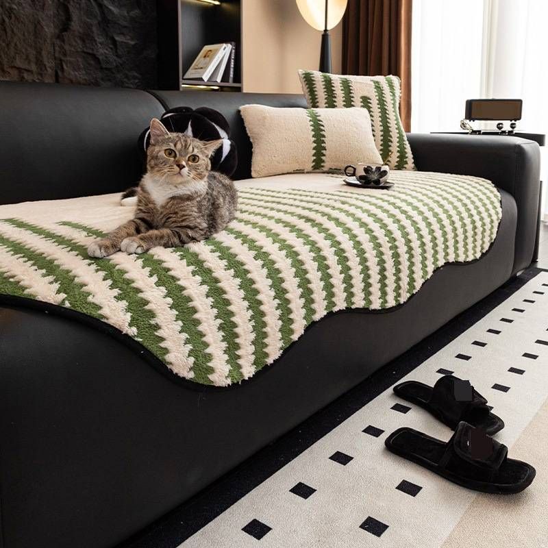 Velvet Sofa Pad – Non-Slip Irregular Chenille Cushion Cover (Luxury Checkered Design, Multi-Size Fit, Anti-Skid Base)_voghion.com