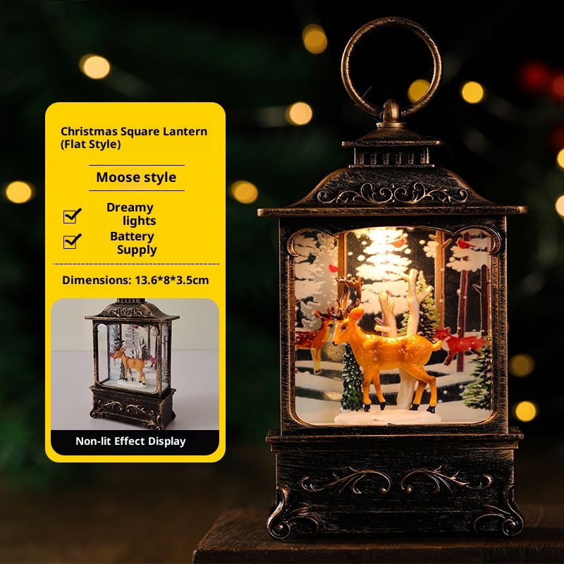 Christmas LED Water-Filled Lantern Decor - Santa, Reindeer, Angel & Kids Figurines - Vintage Bronze Tabletop Decoration For Holiday Tree_voghion.com