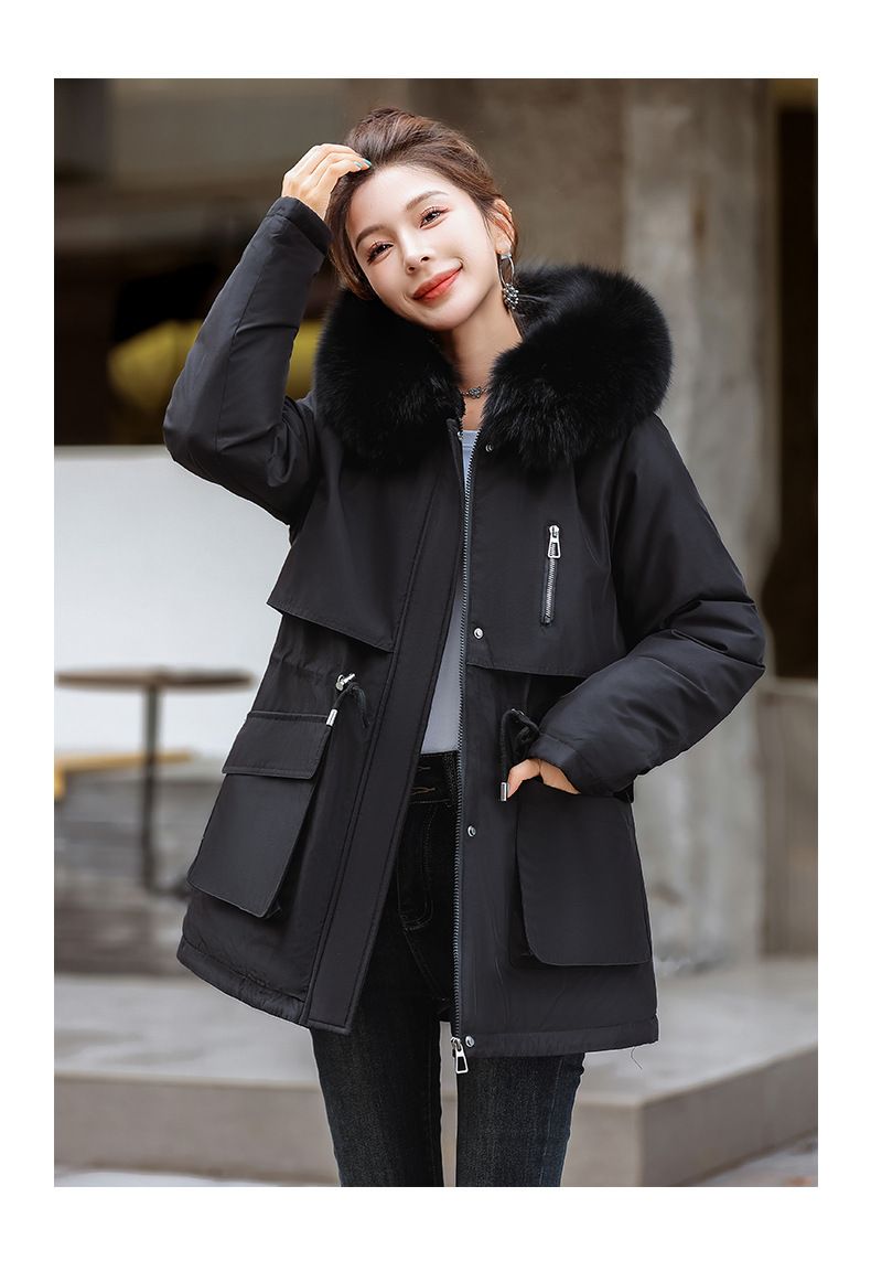 Parka invernale da donna con cappuccio staccabile in pelliccia sintetica, cappotto lungo e ampio, piumino in poliestere spesso per il freddo_voghion.com