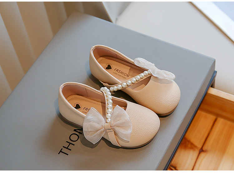 Mutter & Kinder Mode leder schuhe für mädchen Prinzessin Perle bogen süße einzelnen schuhe weiche sohlen baby wanderschuhe_voghion.com