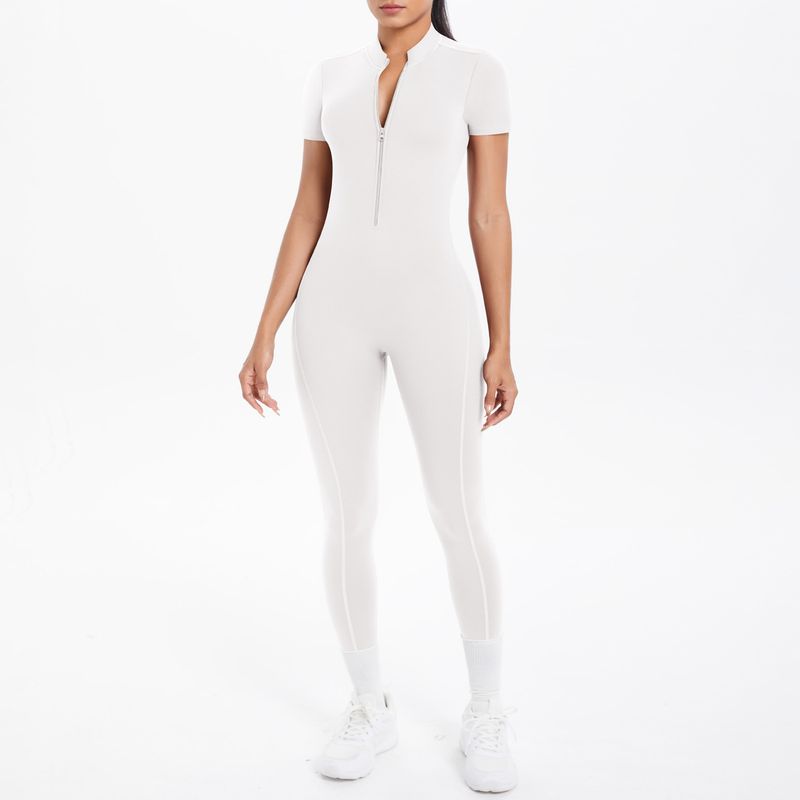 Nuova tuta sportiva da corsa, fitness, yoga, attillata, con schiena scoperta, pantaloni lunghi a maniche corte_voghion.com