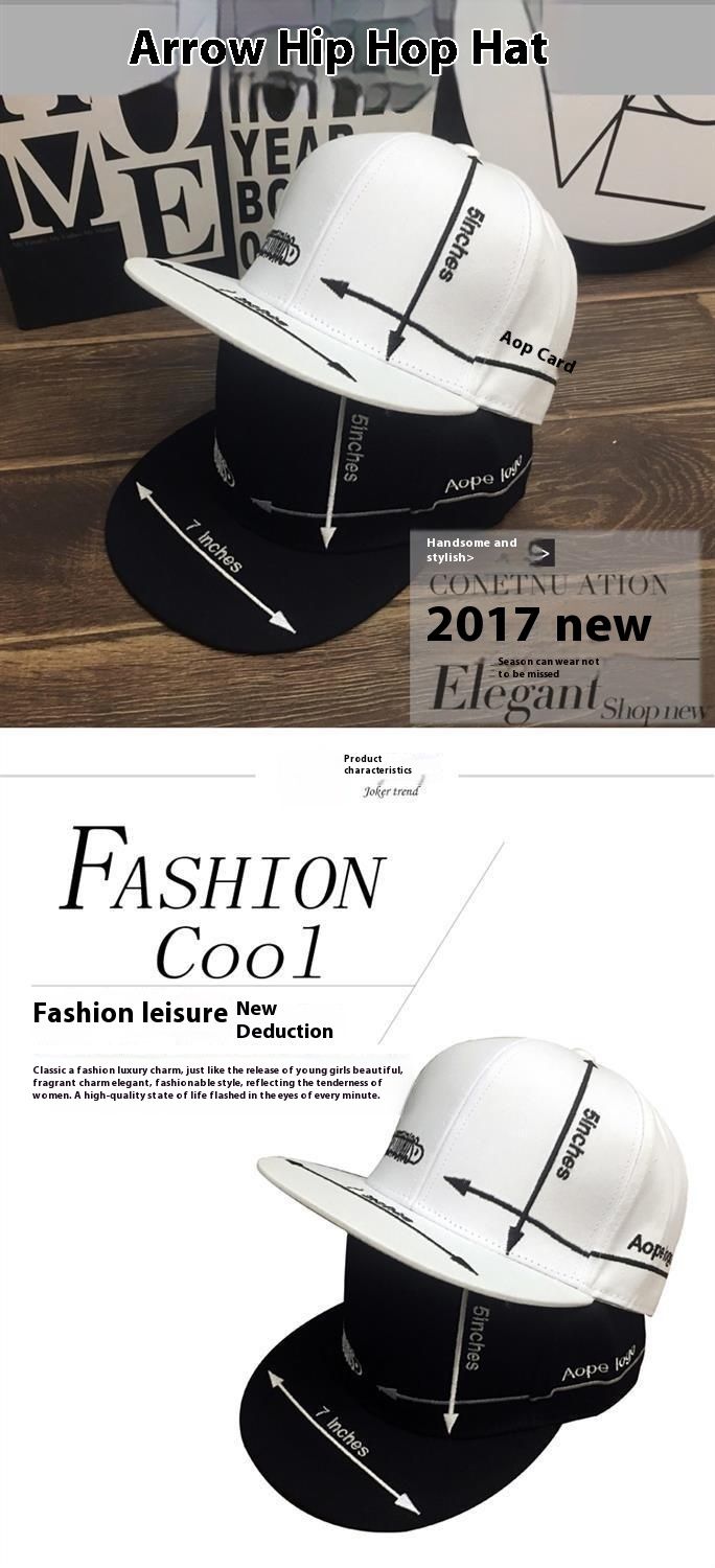 Tesa piatta hip-hop alla moda estiva versione coreana giovanile per uomo e donna, baseball ricamato con freccia alla moda_voghion.com
