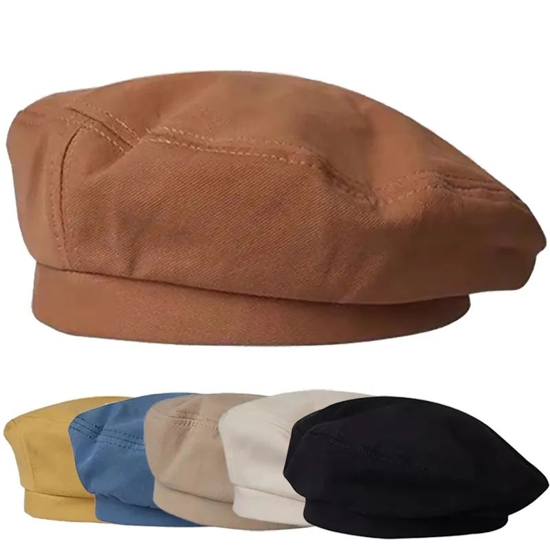 Mode Baumwolle Frauen Berets Winter Hüte Vintage Französisch Plaid Top Militär Kappe Maler Hut 2024 Herbst Straße Mädchen Achteckigen_voghion.com