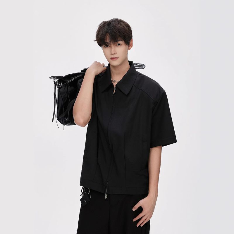 Cleanfit Oversized Double Zier Sleeve Jacket voor heren 2025 zomer nieuwe Amerikaanse stijl korte brede boxy gewatteerde schouder_voghion.com