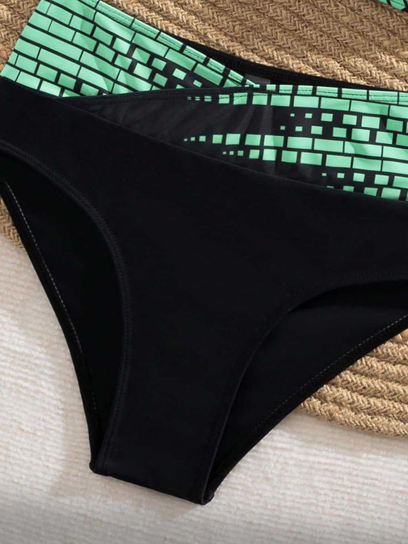 Bikini de cintura alta ajustado para mujer, estilo conservador, para natación, deportes de aguas termales y ocio._voghion.com